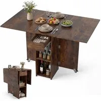 KOMFOTTEU Esstisch, Klapptisch Küchentisch mit 2 Rädern, 120x72x75cm