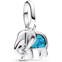 Pandora Charm Kugel 793858C01, Mini Anhänger Silber Türkisfarbener Elefant