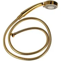 tecuro Brausegarnitur Antikalk - Handbrause ew-080 gold - mit 3-Funktionen, Metallschlauch