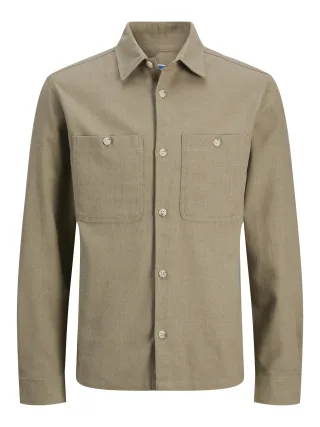 JACK&JONES - JPRBLURAYLE LINEN BL. SOLID LS SHIRT SN Grün - Gr. - S