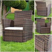Feel2Home Gartensessel Lounge Sessel Poly Rattan Garten Terrassen Sessel Gartenstuhl Braun (Stück, 1-St), Schraub-Ausgleich-Standfüße