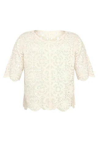Betty & Co - Lochstrick-Pullover rohweiß - Gr. - 36