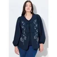 Ulla Popken Sommerjacke Blusenjacke Stickerei A-Linie V-Ausschnitt