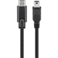 USB 2.0 Kabel, USB-C Stecker > Mini-USB Stecker, Adapter schwarz, 50cm