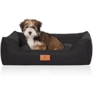 Knuffelwuff Hundebett Lotte aus Velours mit feinem Handwebcharakter schwarz M-L