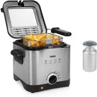PRINCESS Fritteuse, 1000 W, Kleine Mini Öl-Fritöse Geruchsfilter regelbarer Thermostat Salzstreuer