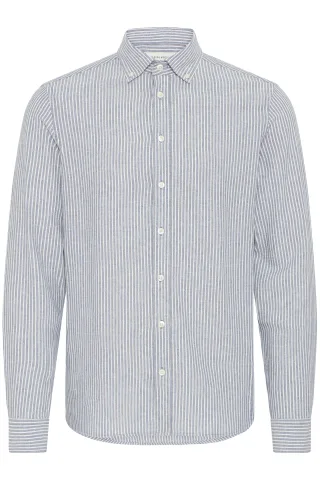 Casual Friday - CFHANES LINEN MIX LS SHIRT bering sea melange - Gr. - S