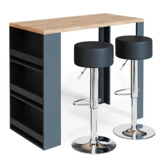 Vicco Bartisch-Set, Eiche, Holzwerkstoff, 3 Fächer, Rechteckig,Rechteckig, 57x106x117 cm, Esszimmer, Barmöbel, Barschränke & Theken