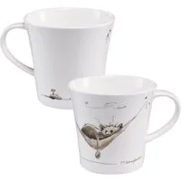 Goebel Tasse Peter Schnellhardt, Porzellan, Peter Schnellhardt, Weiß, Mittagspäuschen Katze, H: 9.5cm