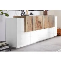 Home affaire Sideboard Coro, Kommode, Schrank, Kredenz, grifflos mit Einlegeböden, 1 Klappe, 6 Türen, Doppeltiefe, B/T/H 200x86x45cm