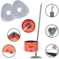 BEM Wischmopp ORBITA Bodenwischer Set mit Eimer, selbsttrennendes Schmutz und Frischwassersystem inkl. 2 Mopp-Köpfe