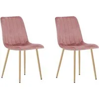 Home Collective Esszimmerstuhl 1er, 2er, 4er Set Polsterstuhl Stuhl Wohnzimmerstuhl (Stuhl Bequemes und strapazierfähiges Design, 90 cm Höhe, 120 kg Belastbarkeit, 2 St), mit rosa Samtsitz und holzfarbenen Beinen 2er Set