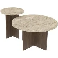 Skye Decor Couchtisch Siam Private (Set, 2-St., 2er Set mit zwei unterschiedlich großen), Travertin -Walnuss, Boho