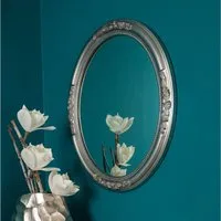 LebensWohnArt Wandspiegel Barock Spiegel KIRA oval silber 57x47cm