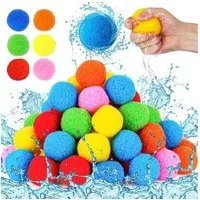 Bwecuy Wasserball Wiederverwendbare Wasserbomben Bälle aus Plüsch für Sommerparty, für Sommer im Freien Strandparty, Wasserspielzeug Kinder 50 Stück