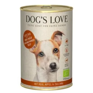 DOG'S LOVE Nassfutter Hund, Adult, Bio Rind mit Reis, Apfel und Zucchini 6x400 g