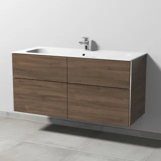 Sanipa 3way Keramik-Set Finion Keramik-Waschtisch und Unterbau mit 4 Auszügen, Eiche-Arizona BR40280