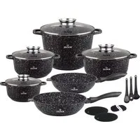 Zilner Topf-Set Schöne graue Töpfe in verschiedenen Größen Pfannen Steinbeschichtung, Aluminiumguss, Aluminium, Keramik, Edelstahl (1.3L / 2.3L / 2.4L / 3.4L / 4.5L / 10.2L, 17-tlg., Es ist eine perfekte Geschenkidee für jeden Anlass. Bestseller-Topf