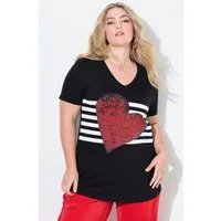 MIAMODA T-Shirt T-Shirt A-Linie Glitzersteinchen Herz Streifen