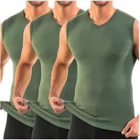 HERMKO Unterhemd 3050 (Pack, 3er) 100 % Bio-Baumwolle Muskelshirt V-Ausschnitt Basic hergestellt in EU