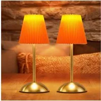 ZMH LED Tischleuchte 2er-Set, kabellose Akku-Nachttischlampe mit Stoffschirm, 3 Lichtfarben, LED fest integriert, 3000-6500K, Touch dimmbar, USB-C