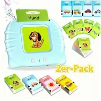 POPOLIC Lernspielzeug Sprechende Flash-Karten, Standard Deutsch-112 Blätter 224 Wörter (2-St), für Kleinkinder 2-4 Jahre Alt,Interaktive Spielzeug für Jungen Mädchen