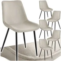 tectake Esszimmerstuhl Küchenstuhl gepolstert, in Samtoptik, 48 x 59 x 82,5 cm (Wohnzimmerstuhl Monroe in creme, 6 St), ergonomische Sitzschale, schwarze Stahlbeine, bodenschonend
