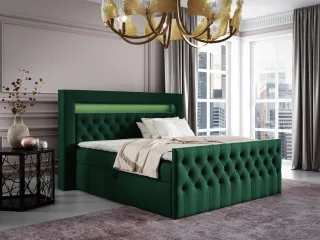 Boxspringbett Schlafzimmerbett ERNESTO Nr.1 180x200cm in Elisa Velvet Dunkelgrün