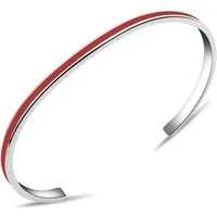 Tony Fein Armreif Armreif Emaille Rot 16cm 925er Silber Massiv Hochglanzpoliert, Made in Italy für Damen und Herren