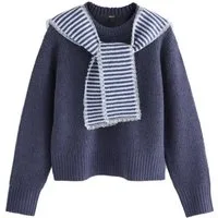 Next Strickpullover Strickpullover mit Spitzenbesatz und Schal (2-tlg)
