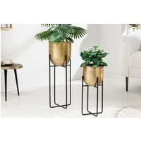 riess-ambiente Übertopf UNIT 70/50cm gold / schwarz (Set, 2 St), Wohnzimmer · Vase · für Pflanzen · Metall · mit Gestell · Handarbeit