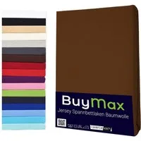 Buymax Spannbettlaken Buymax Jersey aus 100% Baumwolle, Jersey, Gummizug: Rundumgummi, (1 Stück), Pflegeleicht und Atmungsaktiv in Verschiedenen Farben und Größen