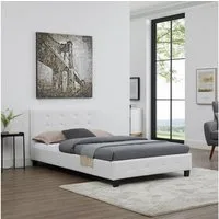 CARO-Möbel Polsterbett BRIGHTON, Polsterbett Einzelbett Design Kunstleder 120x200 mit Lattenrost