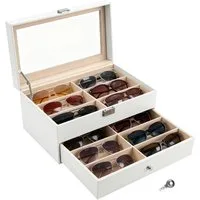 Youyijia Brillenetui Brillenbox für 8 Fächer Brillen Brillenkoffer Sonnenbrillen, 8 Brillenbox