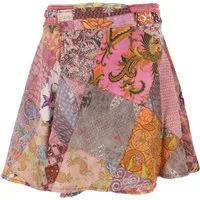 Guru-Shop Minirock Weit schwingender Patchwork Wickelrock,.. alternative Bekleidung