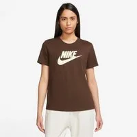 Nike Sportswear T-Shirt Nike Sportswear Essentials Women's Logo T-Shirt kürzerer Body, leicht abgerundeter Saum, Rundhalsausschnitt, Kurzarm