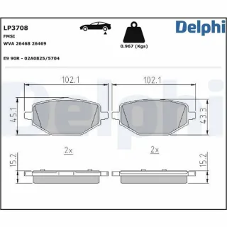 Delphi Bremsbel?ge hinten Mitsubishi Asx Renault Captur Megane 1,6