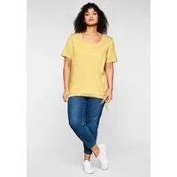 Sheego T-Shirt T-Shirt Kurzarm in 2-in-1-Optik mit Print und Tunnelzug