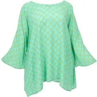 Guru-Shop Longbluse Tunika mit Trompetenärmeln für starke Frauen,.. Festival, Ethno Style, Hippie, alternative Bekleidung