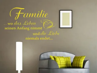 Wandtattoo "Familie, wo das Leben.."