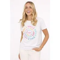 Zwillingsherz T-Shirt "Smile" Farbenfrohe runde Stickerei, Rundhals, kurzarm