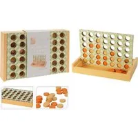 Koopman Spiel Holzspiel Familienspiel Reisespiel 24x15 cm Bunt Vier in einer Reihe, Strategiespiel, Holzspiel, Klassiker, Vier in einer Reihe, Reisespiel, Spiel