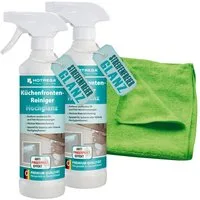 HOTREGA® Küchenfronten Reiniger Hochglanz Oberfläche 2x 500ml + Microfasertuch Küchenreiniger