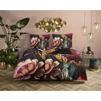Descanso Wendebettwäsche Straizo, Mako-Satin, Renforcé, Satin, 3 teilig, Satin, Reißverschluss, Paspel, Biese, Wende, Luxe, Blume, Anthrazit