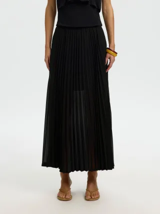 selected women - SLFMILLIE HW ANKLE PLISSE SKIRT B Black - Gr. - 38