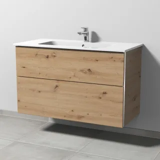 Sanipa 3way Waschtischunterbau zu Duravit ME by Starck Waschtisch mit 2 Auszügen, Eiche Natural-Touc BR72685