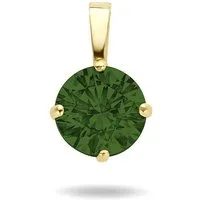 NICEANDnoble Kettenanhänger 585er Gelbgold Kettenanhänger Zirkonia rund 4 mm smaragdgrün