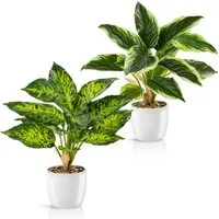 Kunstpflanze Tropische Kunstpflanzen wie echt in weißen Keramiktöpfen, Kunstpflanze Tropische Kunstpflanzen (u.a. Monstera & Areca Palmen), PASCH, Höhe 35 cm