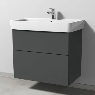 Sanipa 3way Waschtischunterbau zu Geberit Renova Plan Waschtisch mit 2 Auszügen, Anthrazit-Matt SM87822