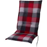 Sun Garden Hochlehnerauflage Hochlehner Prato 90887-313 rot-grau-weiß kariert 121x53x7 cm SunGarden, (1 St), Halteband verstellbar mit Bindebändern